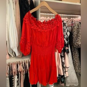 Gianni Bini red dress. Cotton off~the~shoulder dress. Size small.